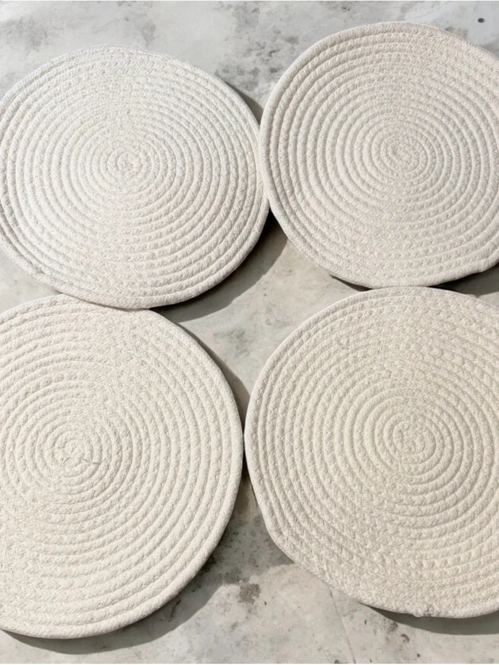 Handmade Coiled Rope Floral Round Placemats - Set of 4